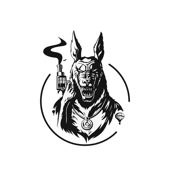 Вовк Язень Пістолетом Темному Тлі Векторні Ілюстрації — стоковий вектор