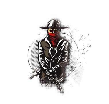 Bir gangster silahla el - vektör çizim silueti. 