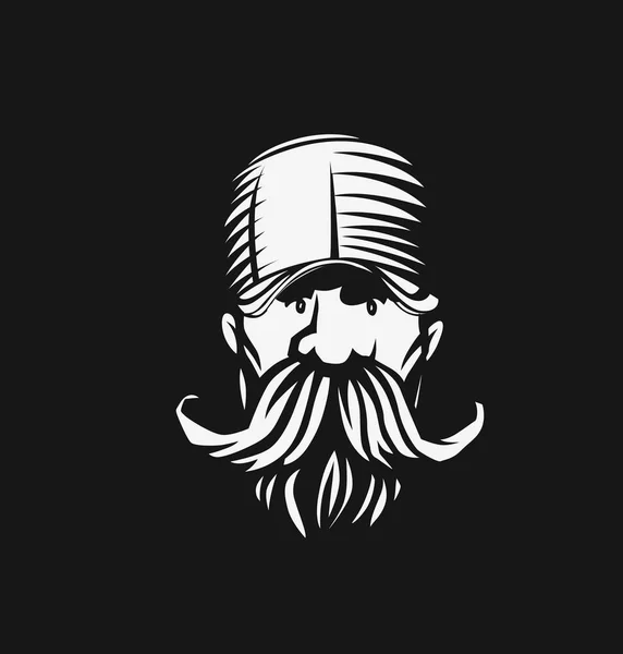 Mão Desenhado Hipster Rosto Masculino Penteado Barba Bigode Ilustração Vetorial — Vetor de Stock