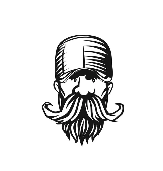 Hand Drawn Hipster Male Face Hairstyle Beard Mustache Vector Illustration — Stock Vector