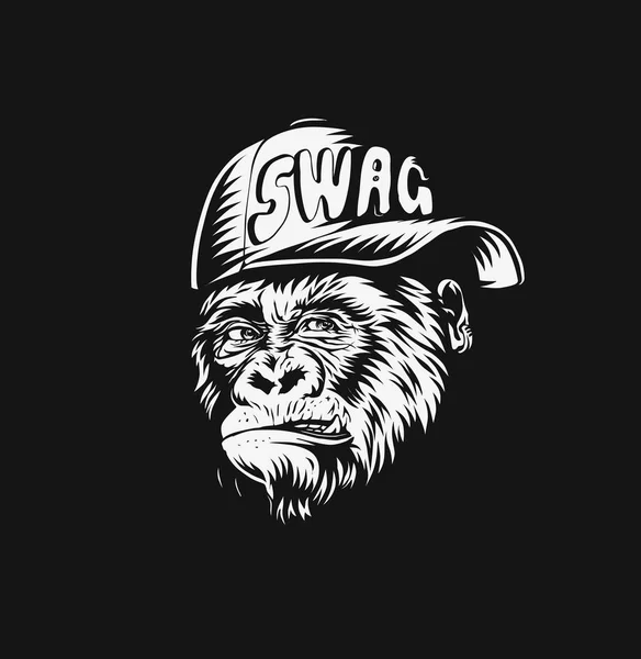 Swag Aap Met Glb Monkey Moderne Straat Stijlkenmerken Voor Shirt — Stockvector