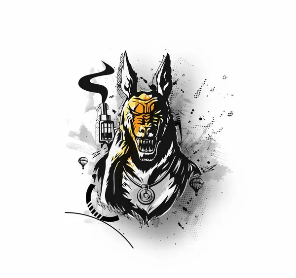 Вовк Язень Пістолетом Темному Тлі Векторні Ілюстрації — стоковий вектор