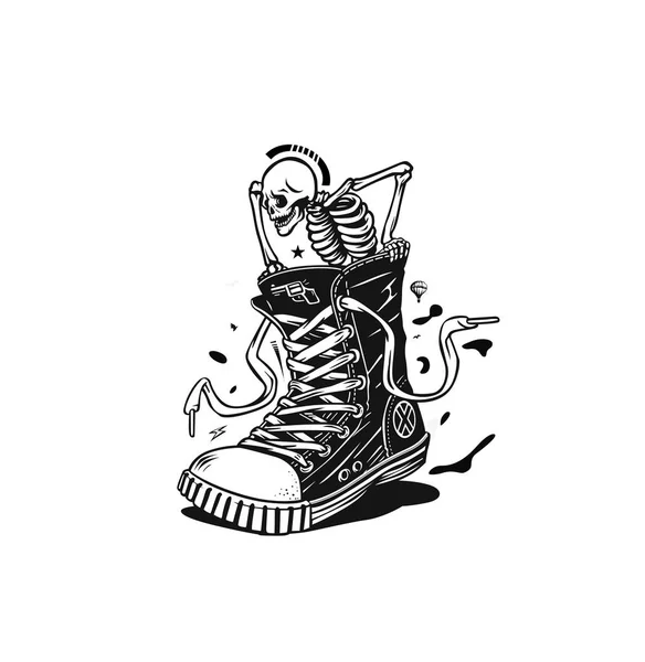 Zapatillas Hipster Gráfico Dibujado Mano Ilustración Moda Vectorial — Archivo Imágenes Vectoriales