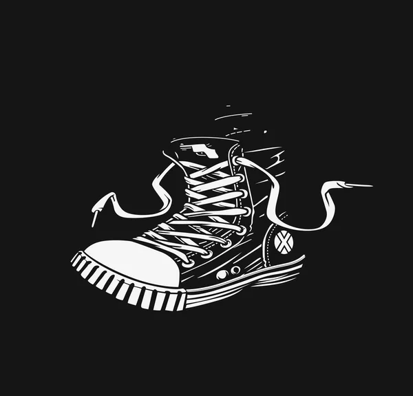 Hipster Sneakers Hand Getrokken Grafische Vectorillustratie Mode — Stockvector