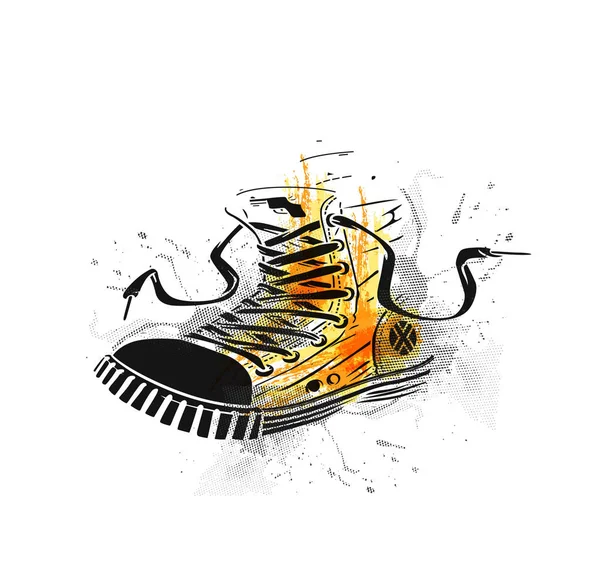 Hipster Sneakers Hand Getrokken Grafische Vectorillustratie Mode — Stockvector