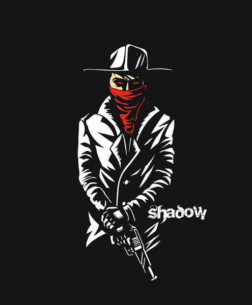 Силуэт гангстера с пистолетом в руке - Векторная иллюстрация
. 