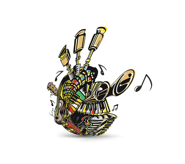 Instrumentos Musicais Fundo Desenho Ilustração Vetorial — Vetor de Stock