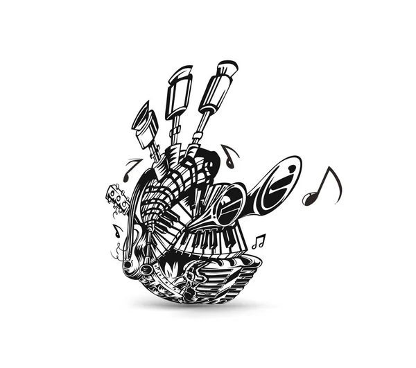 Instrumentos Musicais Fundo Desenho Ilustração Vetorial —  Vetores de Stock