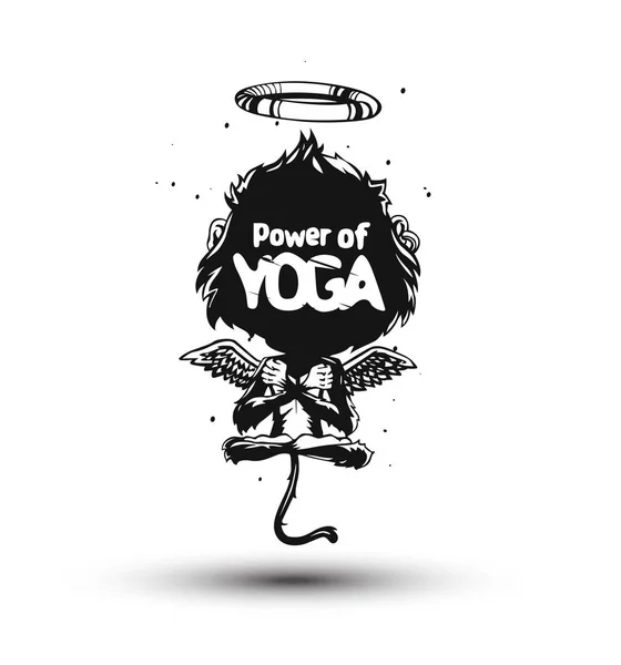 Monkey Isolated Black Background Meditation Monkey Yoga Pose Vector Illustration — Stock Vector