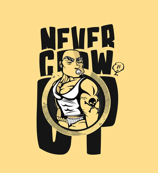 Never Grow Концептуальный Дизайн Принта Футболки Векторная Иллюстрация — стоковый вектор