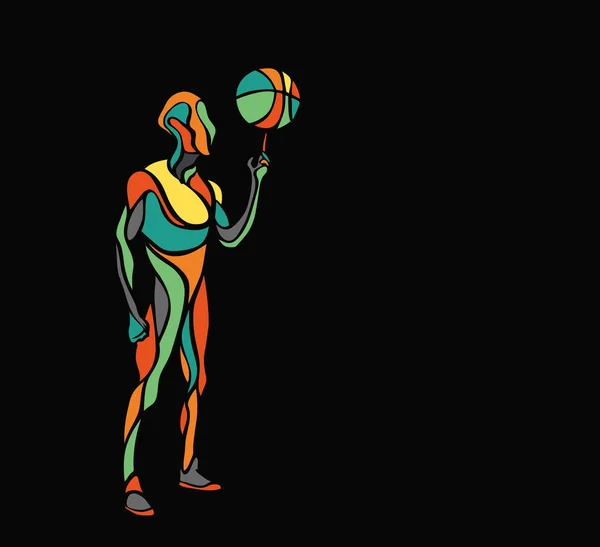 Atleta Equilibrando Baloncesto Ilusión Vectorial — Archivo Imágenes Vectoriales