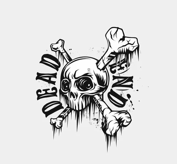 Skull Shirt Grafisch Ontwerp Met Tekst Van Doodlopende Straat Vectorillustratie — Stockvector