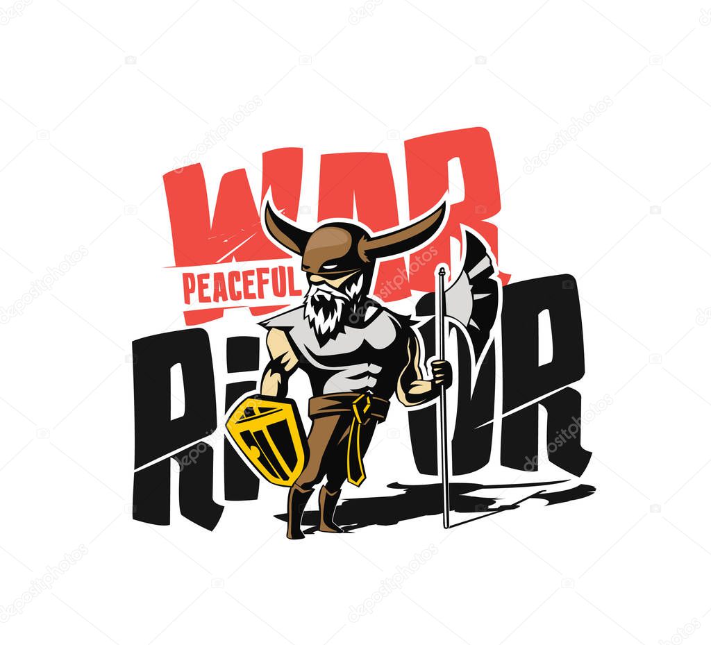 Angry warrior with armor and hoplite shield, Hand Drawn Sketch Vector illustration.