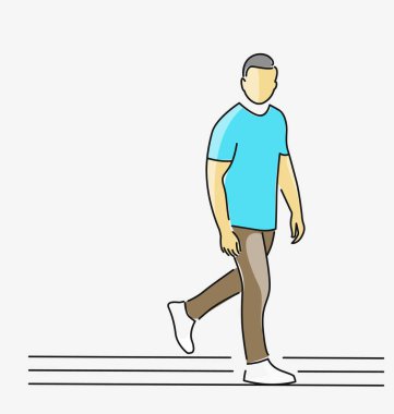 Mutlu bir adam ayakta - tek çizgi çizme tasarım.