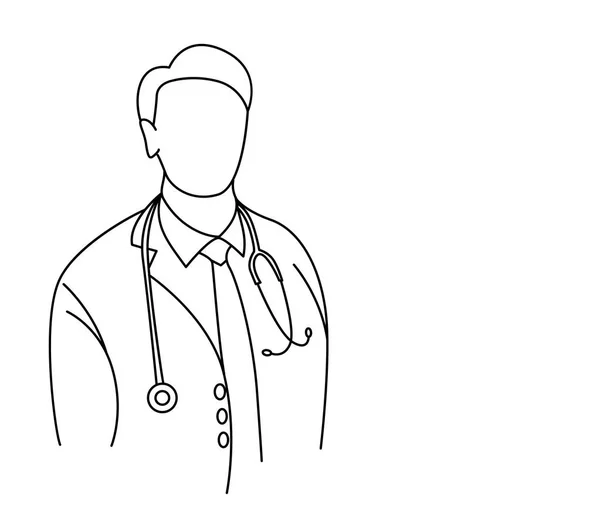 Doctor - Medical Icon, Line Art Design เวกเตอร์พื้นหลัง . — ภาพเวกเตอร์สต็อก