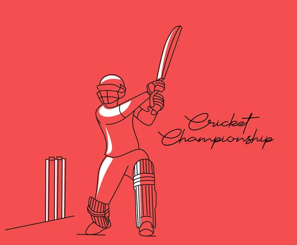 Concept of Batsman playing cricket - championship, Line art desi — Stock Vector