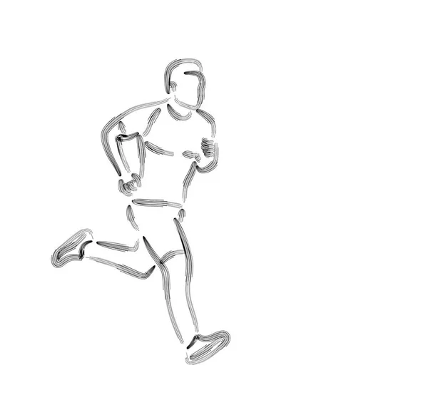 Hermoso chico deportivo haciendo ejercicios de dibujo de arte en línea, Vector Il — Vector de stock