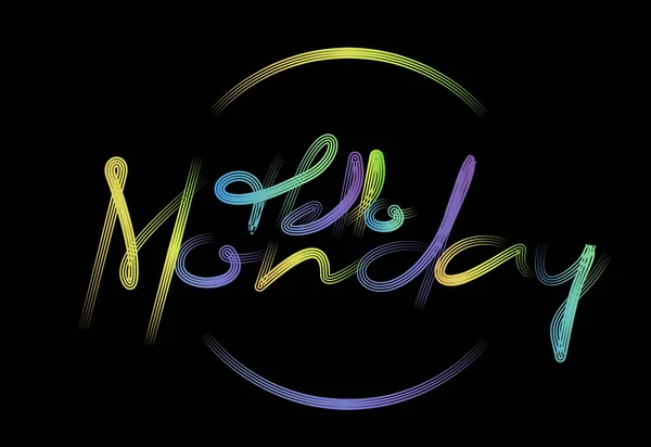 Hello Monday Calligraphic Modern Font Style Text Vector illustra — Stock Vector