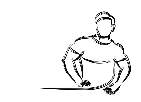 Musculação Esporte e linha de atividade desenho, Vector Illustratio — Vetor de Stock