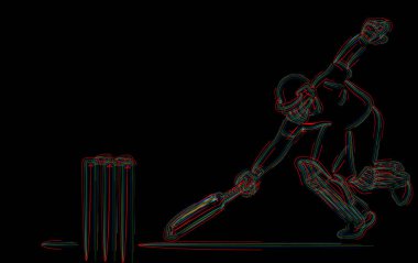 Batsman Kavramı tükendi - kriket şampiyonası, Flat Vector i