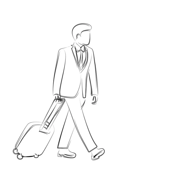 Businessman with suitcase ready for business trip Design. — Stock Vector