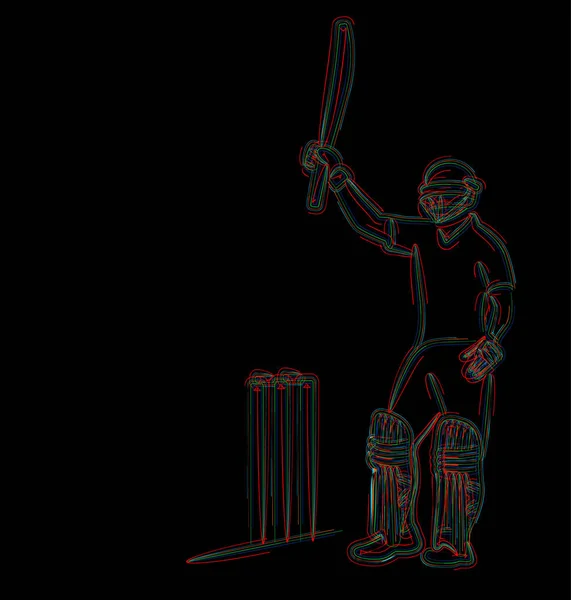 Concetto di Batsman giocare a cricket & Celebrare secolo - champio — Vettoriale Stock