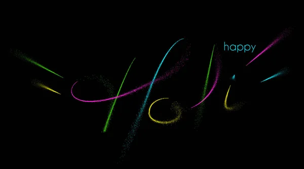 Affiche de lettrage calligraphique Holi coloré. Coloré écriture à la main — Image vectorielle