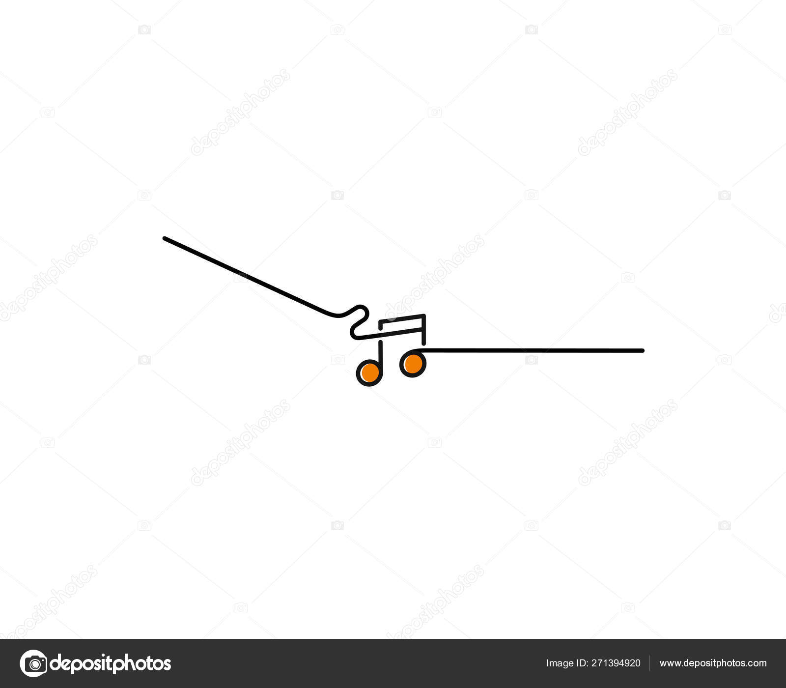 Music Notes Banner Design Flat Line Art Vector Illustration