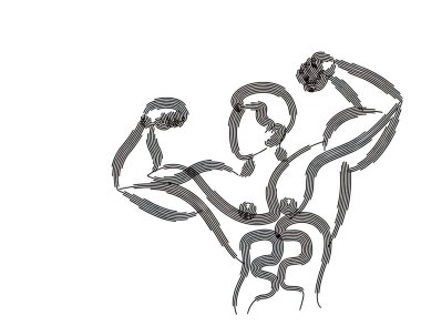 Vücut Geliştirme Spor ve aktivite Line Art çizim, Vektör Illustr