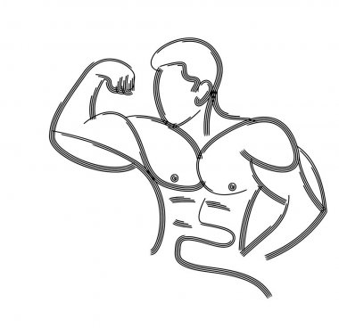 Vücut Geliştirme Spor ve aktivite Line Art çizim, Vektör Illustr