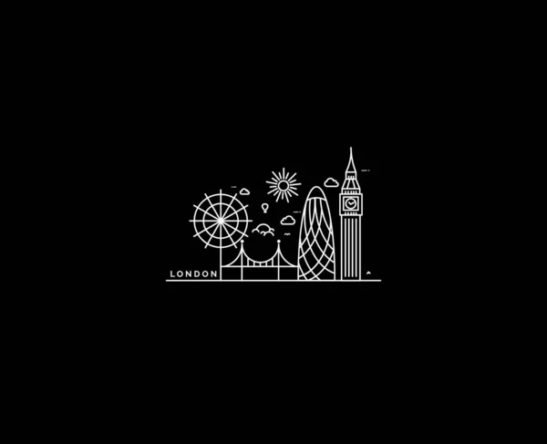 London Skyline Silhouette in black and white, Vector Illustratio — Stock Vector