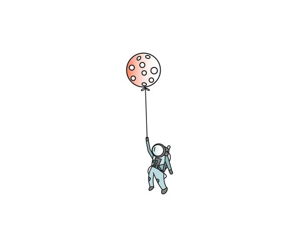 月吊り宇宙飛行士宇宙ミッション、フラットラインアートベクトルデシグ — ストックベクタ