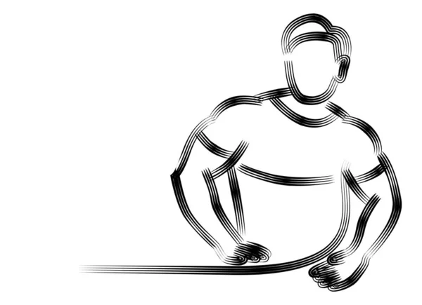 Bodybuilding sport och aktivitet 3D linje konst vektor illustration, — Stock vektor
