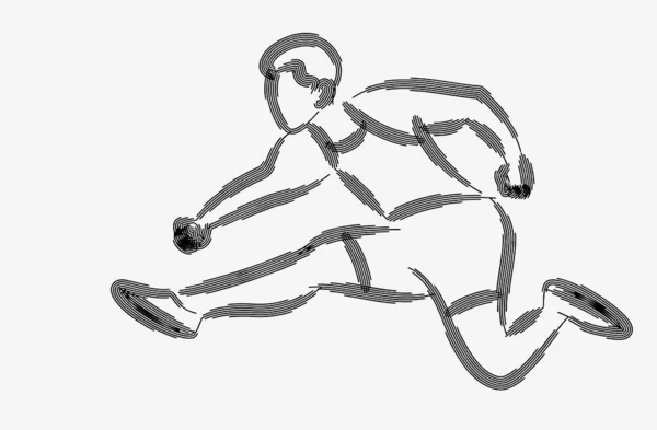 Атлетичний чоловік, що практикують довгий стрибок в трек і поле, плоска лінія — стоковий вектор