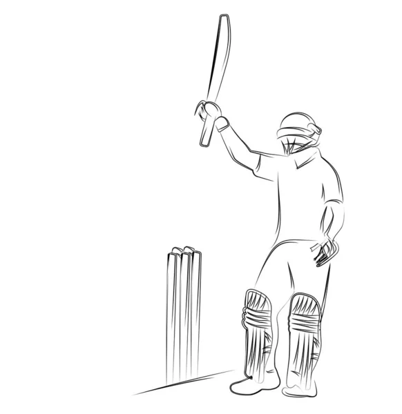 Concept of Batsman playing cricket raises his bat after scoring — Stock Vector