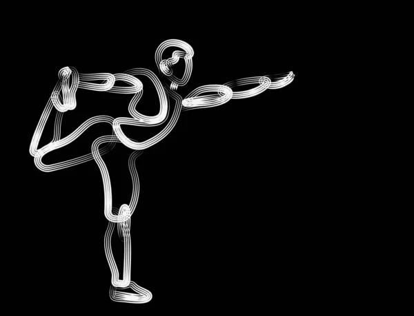 Sports  doing exercises 3d Color line art vector illustration. — Stock Vector