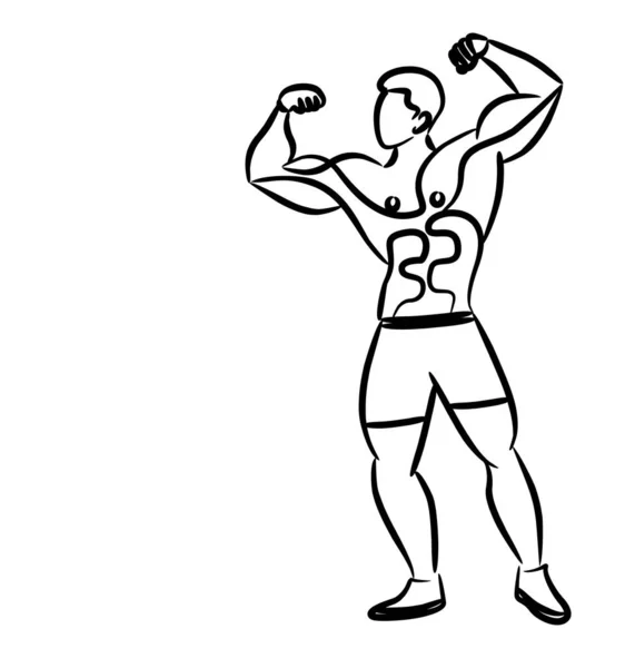 Bodybuilding sport en activiteit lijntekeningen, Vector Illustr — Stockvector