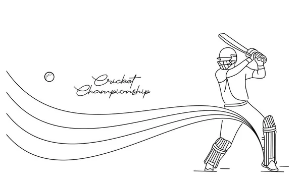 Concept of Batsman Playing Cricket  - championship, Line art des — Stock Vector