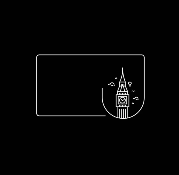 Uma mão Torre do Relógio desenhada, Big Ben London - Esboço para Design Ve — Vetor de Stock