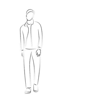Geleneksel Elbise Düz çizgi sanat Vektör illüstrasyon Man.