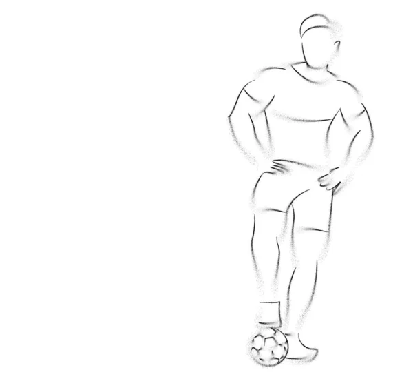 Jogador de futebol em pé - Line Art Design, Vector Illustratio — Vetor de Stock