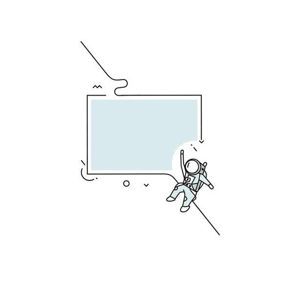 Astronaut falling down in a space - Flat Line Art Design Illustr — Stock Vector