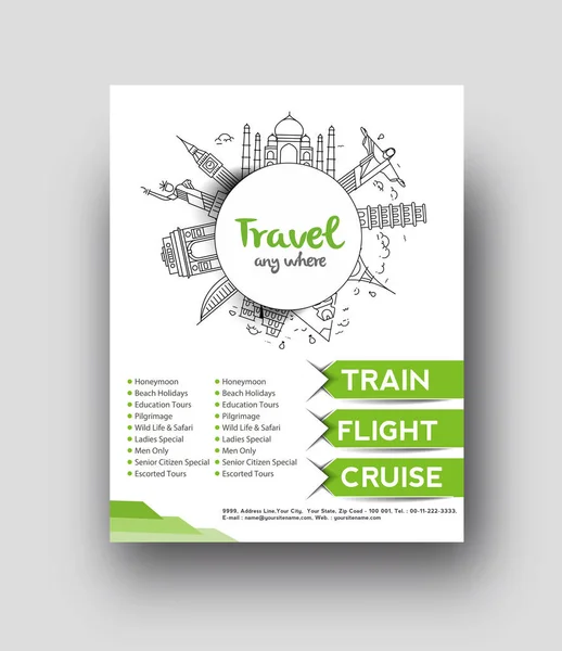 Travel center brochure, flyer, magazine cover & poster template — Stock Vector