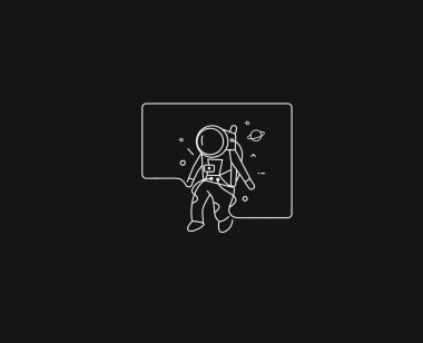 Uzay giysisi içinde astronot, Düz Çizgi Sanat Tasarımı.