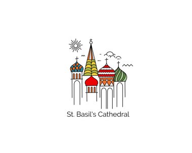 St Basil Katedrali, Kızıl Meydan, Moskova, Rusya. Düz çizgi sanatı 