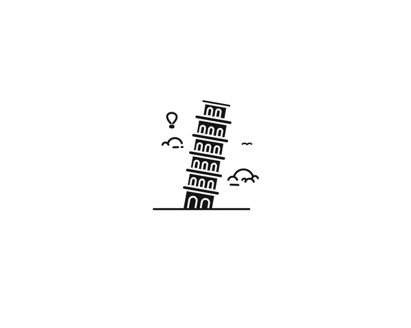 Torre inclinada desenhada à mão, Pisa - Esboço para Design Vector Illus —  Vetores de Stock