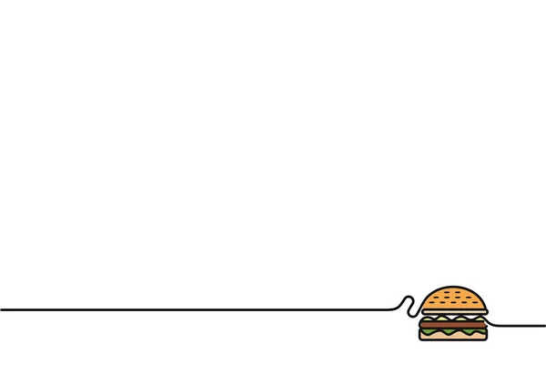 Hamburger - fast food konsepti, Line Art Vector illüstrasyonu. — Stok Vektör