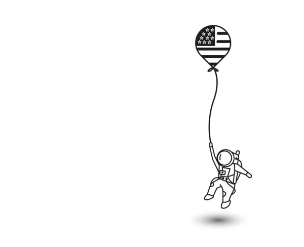 Moon hanging astronauts space mission, Flat Line Art Vector Desig — стоковый вектор