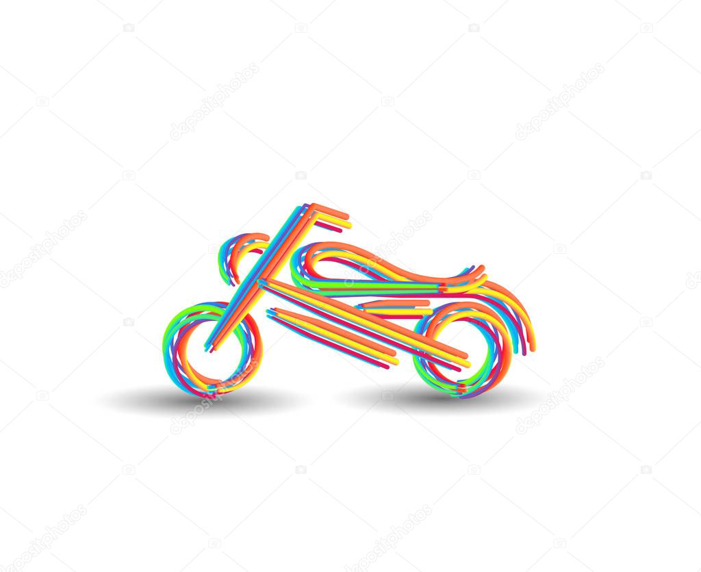 Motor Bike icon vector line art design. 3d Color line art ( RGB ) vector illustration