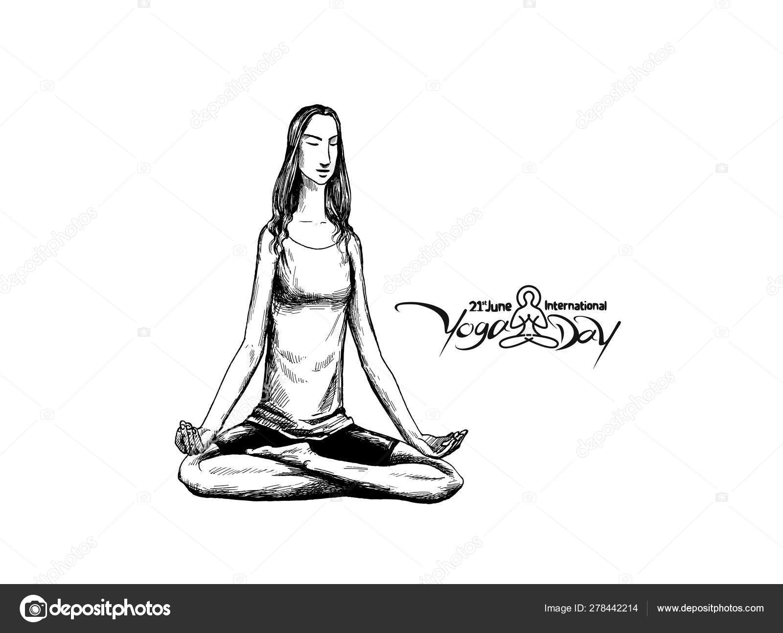 Premium Vector | Yoga day drawing-saigonsouth.com.vn